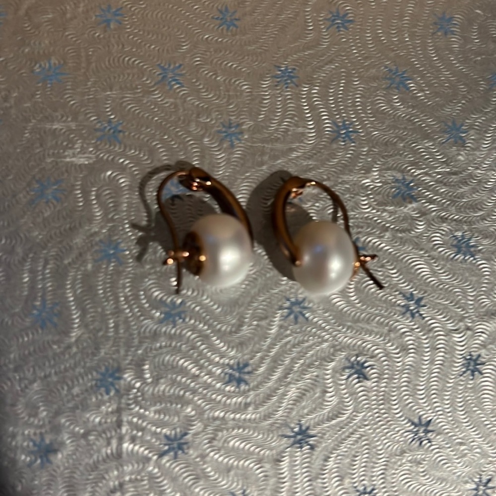 Bronze and pearl earrings from Italy.